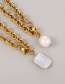 Fashion Golden-2 Titanium Steel Round Pearl Thick Chain Necklace
