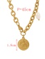 Fashion Golden-2 Titanium Steel Pearl Portrait Thick Chain Necklace