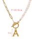 Fashion Z Titanium Steel 26 Letters Ot Buckle Pearl Stitching Necklace