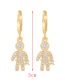 Fashion Golden-2 Copper Inlaid Zircon Girl Earrings