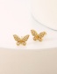 Fashion Gold Copper Inlaid Zirconium Butterfly Stud Earrings