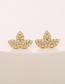 Fashion Gold Copper Inlaid Zirconium Clover Earrings