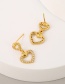 Fashion Gold Copper Inlaid Zirconium Heart Earrings