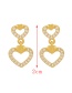 Fashion Gold Copper Inlaid Zirconium Heart Earrings