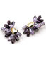 Fashion Purple Geometric Diamond Earrings