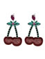 Fashion Red Geometric Diamond Cherry Stud Earrings