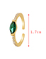 Fashion Green Copper Inlaid Willow-shaped Zirconium Ring