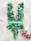 Fashion Green Print Printed Ruffled Strappy One-piece Swimsuit