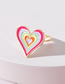 Fashion Color Alloy Drop Oil Multilayer Peach Heart Ring