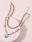 Fashion Color Color Rice Beads Beaded Love Double Necklace