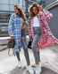 Fashion Blue Checked Cotton-breasted Coat