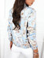 Fashion Blue And White Nylon Print Stand Collar Coat