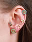 Fashion Green Copper Drop Oil Sunflower Lock Ball Pierced Earrings