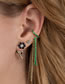 Fashion Green White K Gold-plated Copper Pierced Earrings With Small Flowers