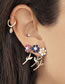 Fashion Red Rose Gold Color Gold-plated Copper Pierced Earrings With Small Flowers