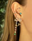 Fashion Green Rose Gold Color Copper And Diamond Flower Pierced Earrings