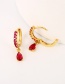 Fashion Red Copper Inlaid Zirconium Drop Earrings