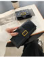 Fashion Black Long Pu Diamond Lock Tri-fold Wallet