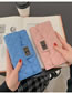 Fashion Champagne Lingge Embroidery Thread Tri-fold Long Wallet