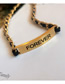 Fashion Gold Color Titanium Steel And Leather Braided Letter Brand Necklace