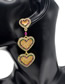 Fashion Gold Color Alloy Diamond Double Heart Earrings