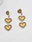 Fashion Gold Color Alloy Diamond Double Heart Earrings