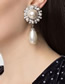 Fashion Gold Color Alloy Diamond Pearl Stud Earrings
