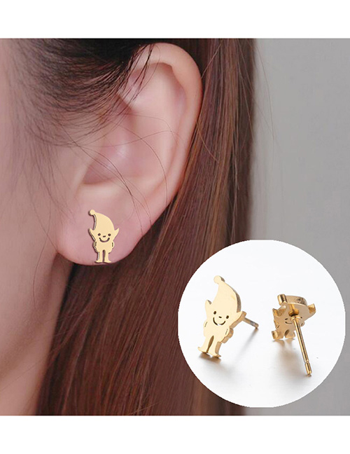 Fashion 321 Gold Stainless Steel Letter Earrings
