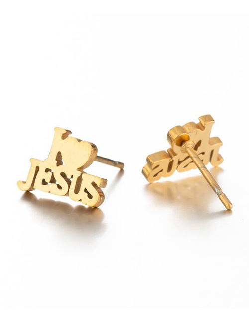Fashion 322 Gold Color Stainless Steel Letter Earrings