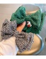 Fashion Vintage Green Houndstooth Bow Pleated Hair Tie