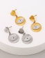 Fashion Gold Titanium Steel Inlaid Zirconium Love Eye Stud Earrings