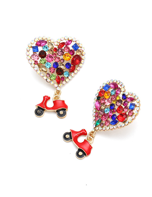 Fashion Melange Pearls Alloy Diamond Love Motorcycle Stud Earrings