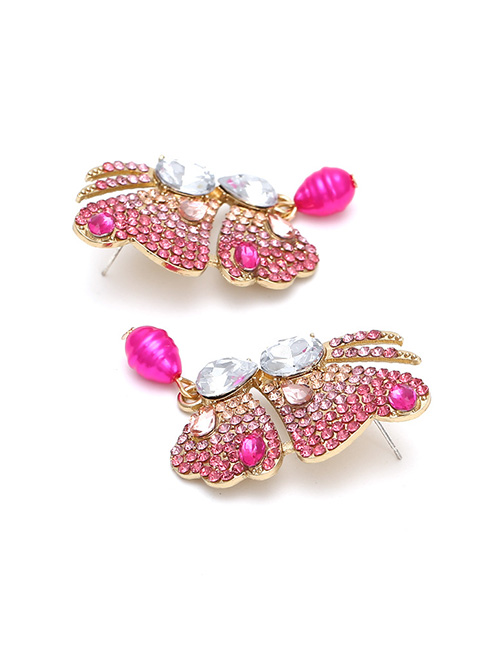 Fashion Color Mixing Alloy Diamond Butterfly Stud Earrings