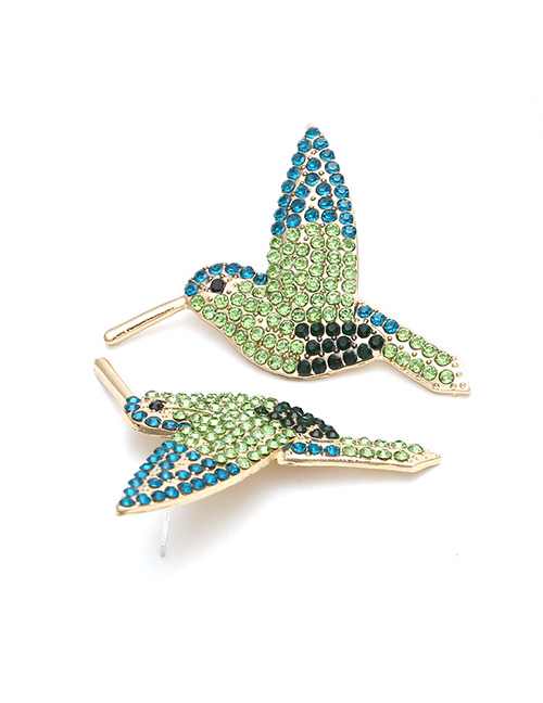 Fashion Color Mixing Alloy Diamond Bird Stud Earrings