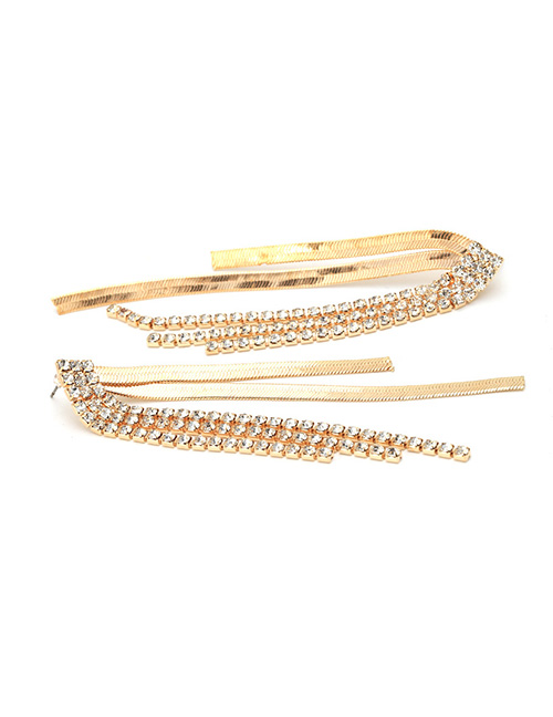 Fashion Gold Copper And Diamond Geometric Claw Chain Tassel Earrings