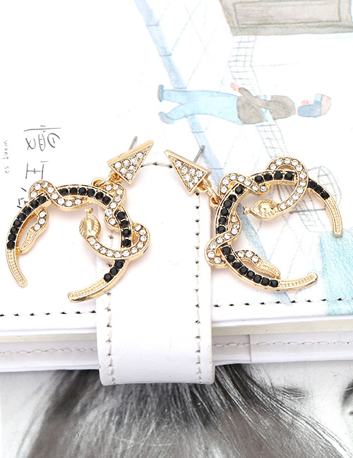 Fashion Color Mixing Alloy Diamond Winding Snake-shaped Earrings
