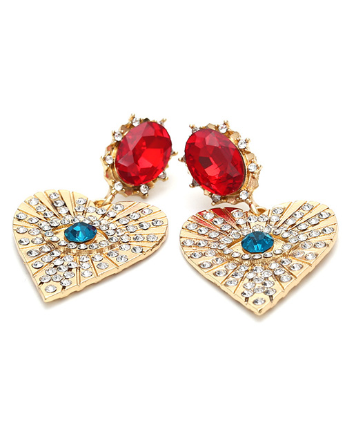 Fashion Color Mixing Alloy Diamond Love Eye Stud Earrings