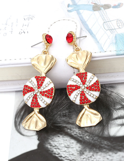 Fashion Color Mixing Alloy Geometric Colored Diamond Candy Earrings
