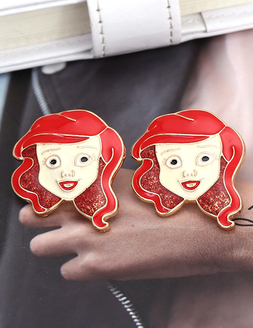 Fashion Color Mixing Alloy Dripping Anime Character Earrings
