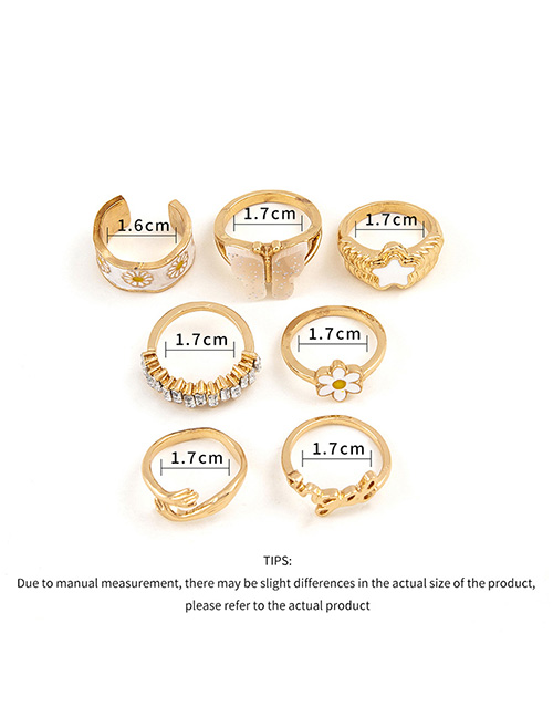 Fashion 8# Alloy Diamond Peach Heart Eye Tai Chi Love Geometry Ring Set