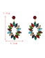 Fashion Color-2 Alloy Diamond Geometric Stud Earrings