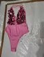 Fashion Pink Sequins Xl Sequined Tether One-piece Swimsuit