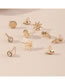 Fashion Gold Color Metal Diamond Shell Waterwheel Seahorse Geometric Stud Earring Set