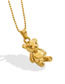 Fashion X586-gold Coloren Bear Necklace-50+5cm Titanium Steel Pearl Stitching Chain Bear Double Necklace