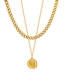 Fashion X905-gold Coloren Double Necklace Titanium Steel Gold-plated Geometric Portrait Medal Double Necklace