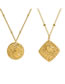 Fashion X908 Gold Coloren Medallion Necklace 40+5cm Titanium Steel Gold-plated Three-dimensional Embossed Necklace