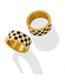 Fashion Gold Color Titanium Steel Gold-plated Checkerboard Ring