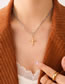 Fashion Gold Color Titanium Steel Gold Plated Cross Necklace