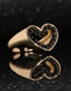 Fashion Black Pure Copper Pearl Hollow Love Heart Open Ring