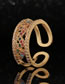 Fashion Color Copper Diamond Love Heart Double Open Ring